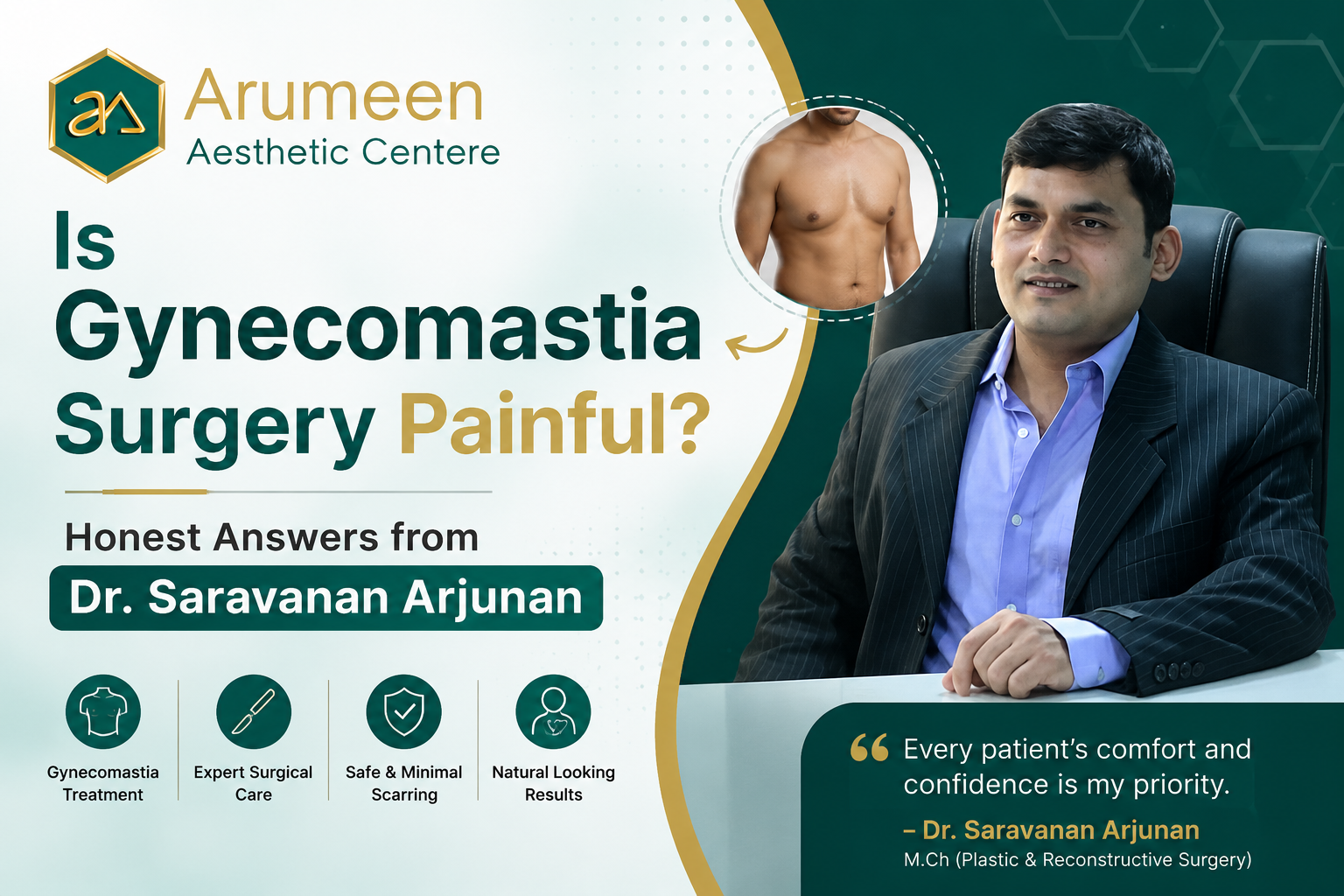 Is Gynecomastia Surgery Painful? Honest Answers from Dr. Saravanan Arjunan